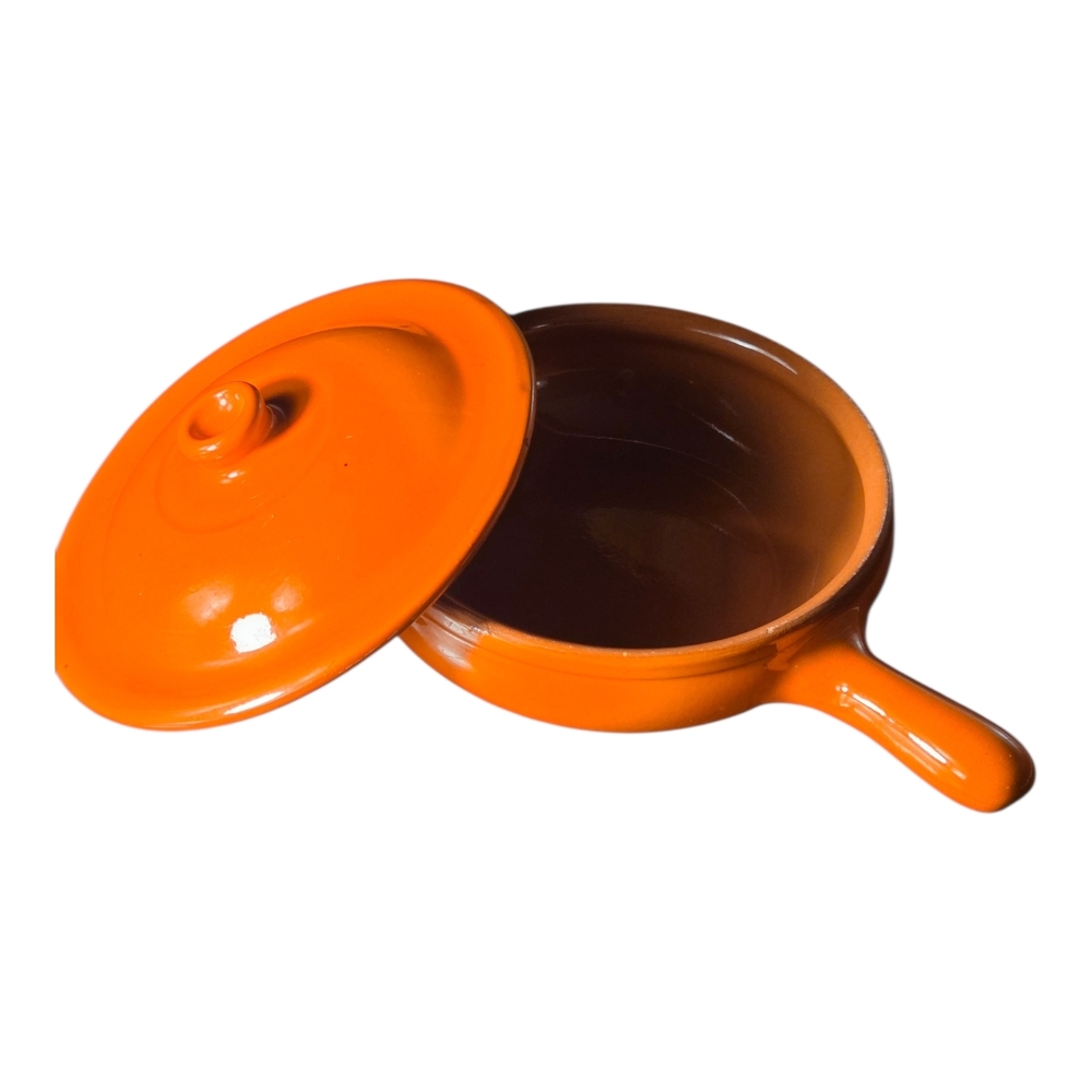 Orange Ceramic Covered Skillet with Handle - Versatile Cookware